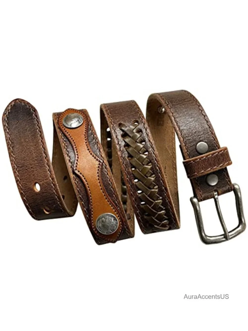 Western Cowboy Full Grain Leather Belt 1.5